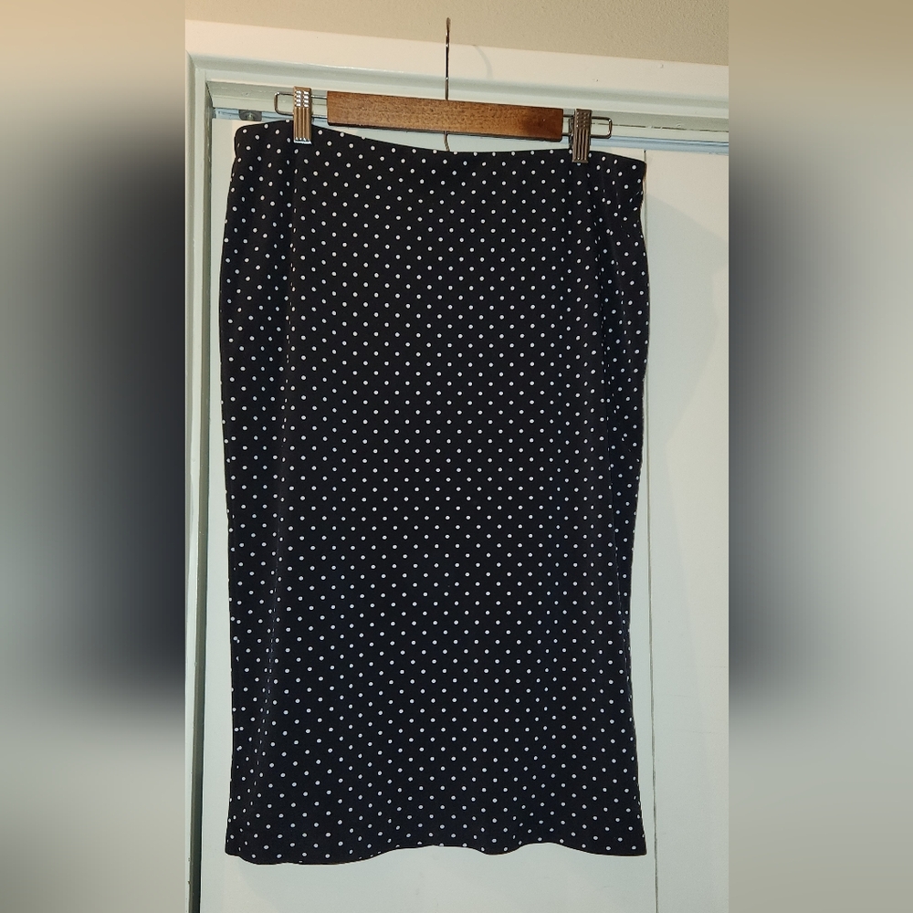Vince Camuto Elegant Black Polka Dot Skirt